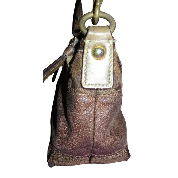 Coach 2007 Limited Edition Cursive Creed Brown Copper Stripe & Shimmer Demi Bag - Picture 4 of 10